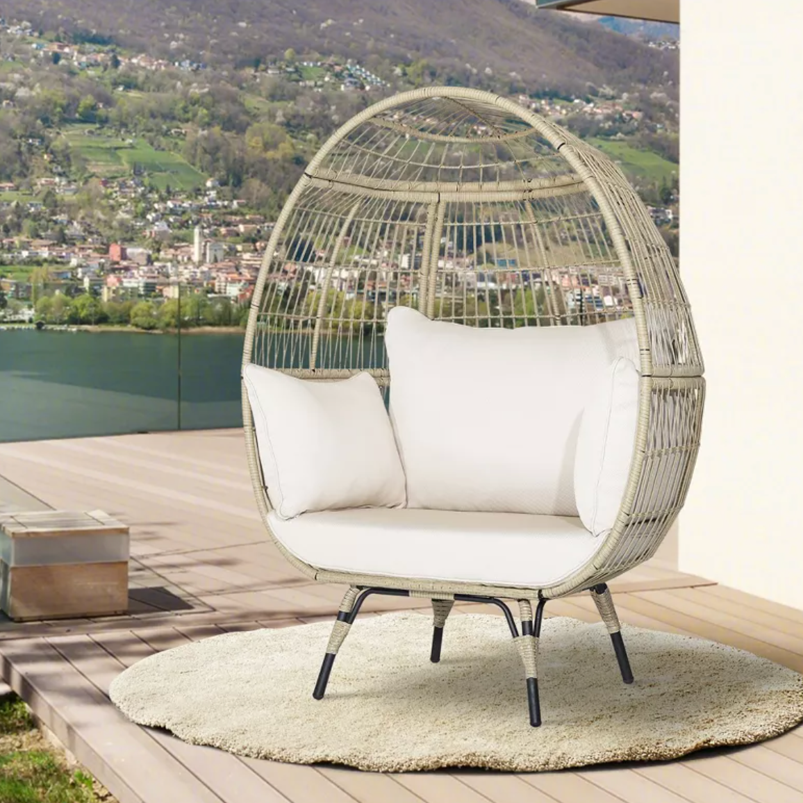 Costway Patio Oversized Rattan Egg Chair